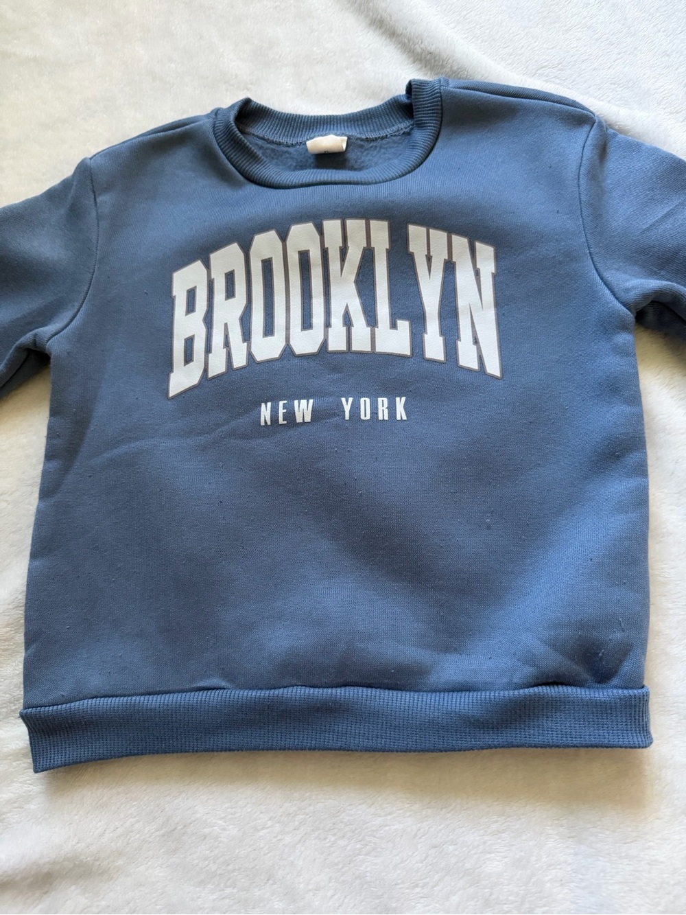 SHEIN Blue 'Brooklyn New York' Kids Crewneck Sweatshirt